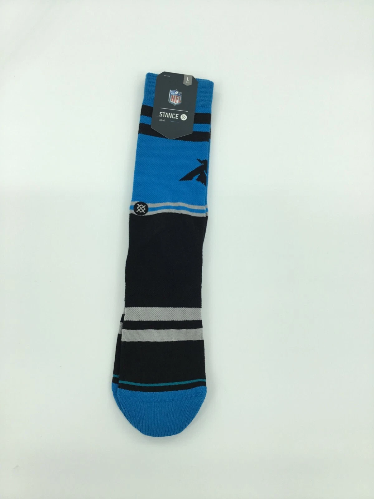 Carolina Panthers Blue Black football Logo Large Cushioned Crew Socks New