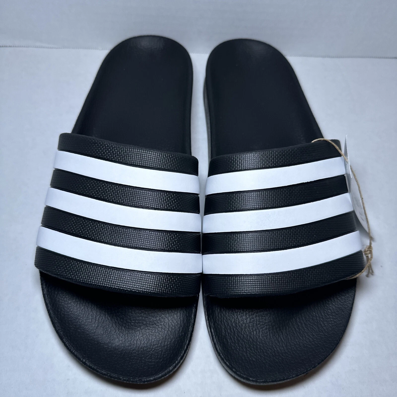 Adidas Adilette Aqua Slides sandali uomo taglia 11 donna 12 nero bianco nuovi