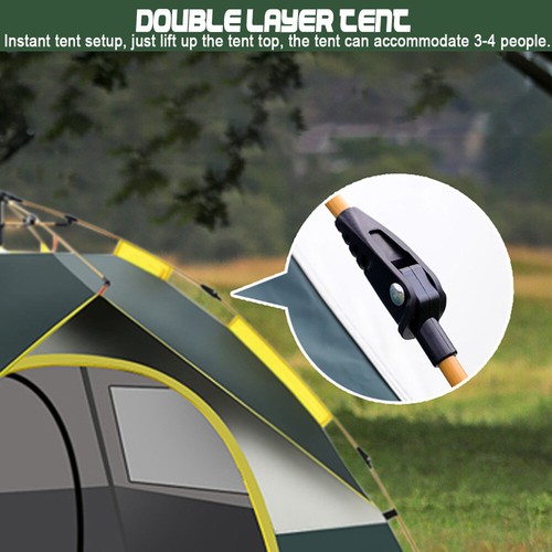 Family Camping Tent 3-4 Person Hiking Beach Tents With 2 Windows Moisture-Proof - Picture 15 of 18