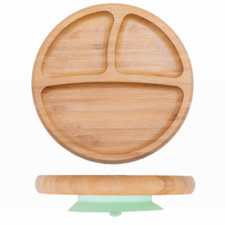 Baby Dinner Plate Baby Feeding Bowl Wooden Kids Feeding Dinnerware With Silicone