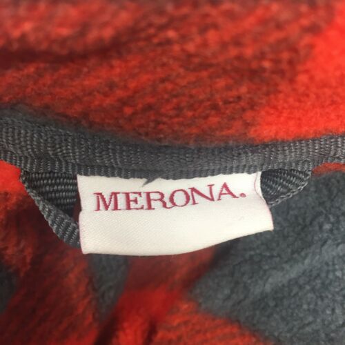 Merona Herren XL Langarm Rundreißverschluss rot & schwarz kariert Vliesjacke - Bild 7 von 8