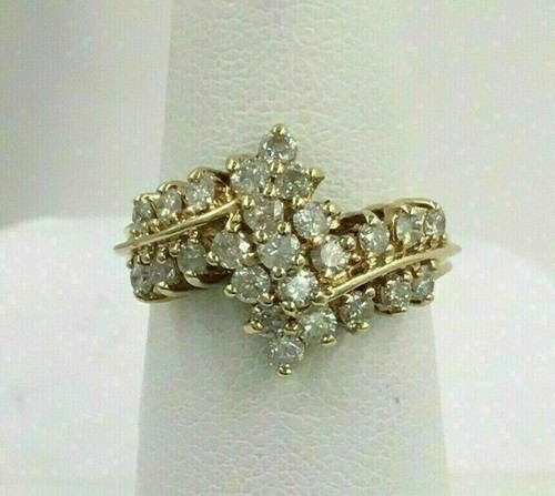 2Ct Round Cut Lab Created Diamond Cluster Wedding Ring 14K Yellow Gold Plated - Picture 3 of 4