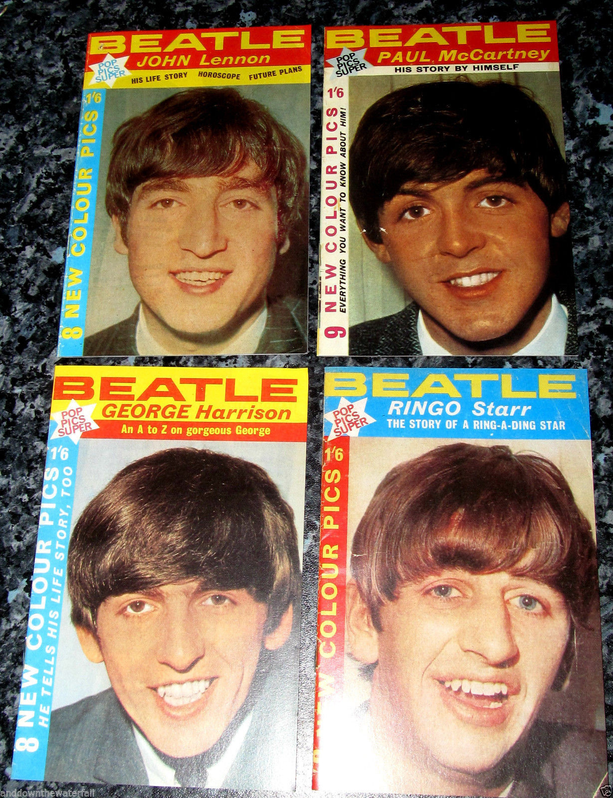 4 BEATLES Mini Books Fun Fanzine 60s Retro Ringo Star Info Photos Pictures Old