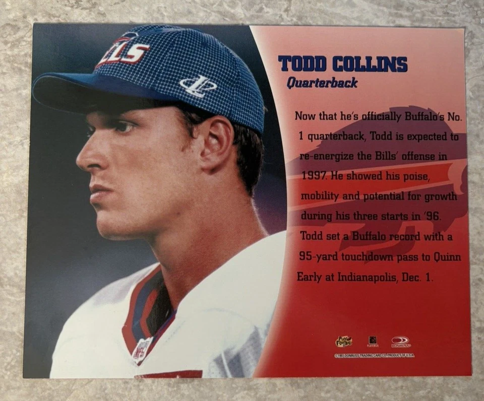 1997 Leaf Todd Collins Autographed 8 x 10 Football Card - Image 2 of 2