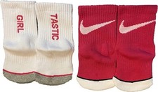 Nike Girl 2 Pr Cushioned Crew Socks GIRL-TASTIC Pink White Shoe 10C-3Y Sock 5-7