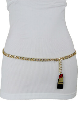 Women Gold Metal Chain Bling Fashion Belt Waist Hip Lipstick Charm Plus XL XXL