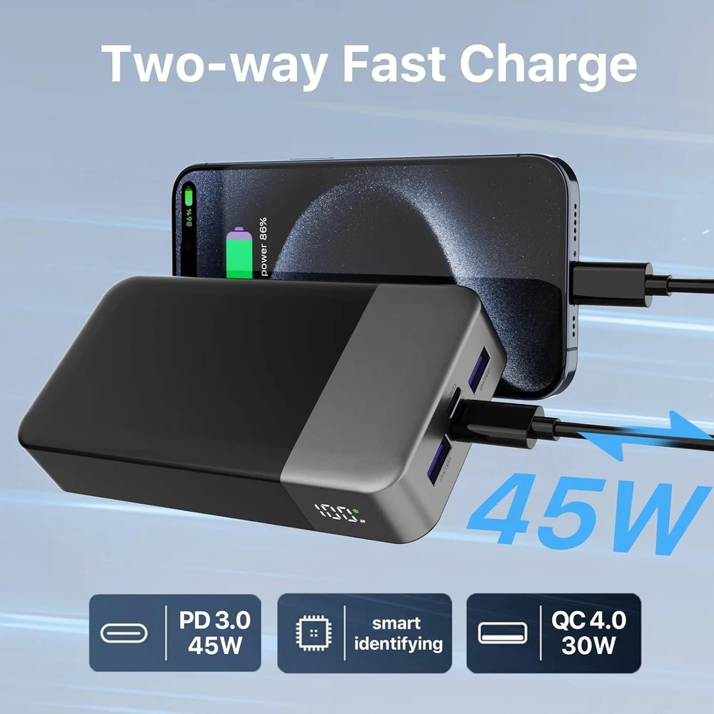 Power Bank 20000mAh 45W Charging Portable External Battery Backup For Cell Phone Power Bank 20000mAh 45W Charging Portable External Battery Backup For Cell Phone