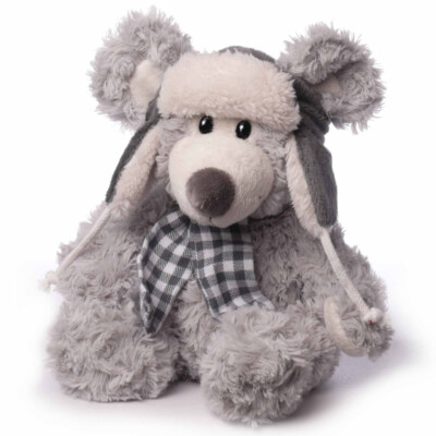 Inware Kuscheltier Pilotenmaus 8025 - inware Maus mit Mütze sitzend 25cm