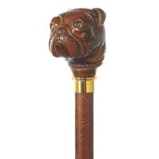 36" Antique Style Bulldog Dog Head Walking Stick Cane