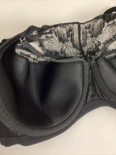 40DDD High Neck Sexy Molded Balconette BLACK Lace Cacique Plus Bra Lane Bryant - Picture 11 of 12