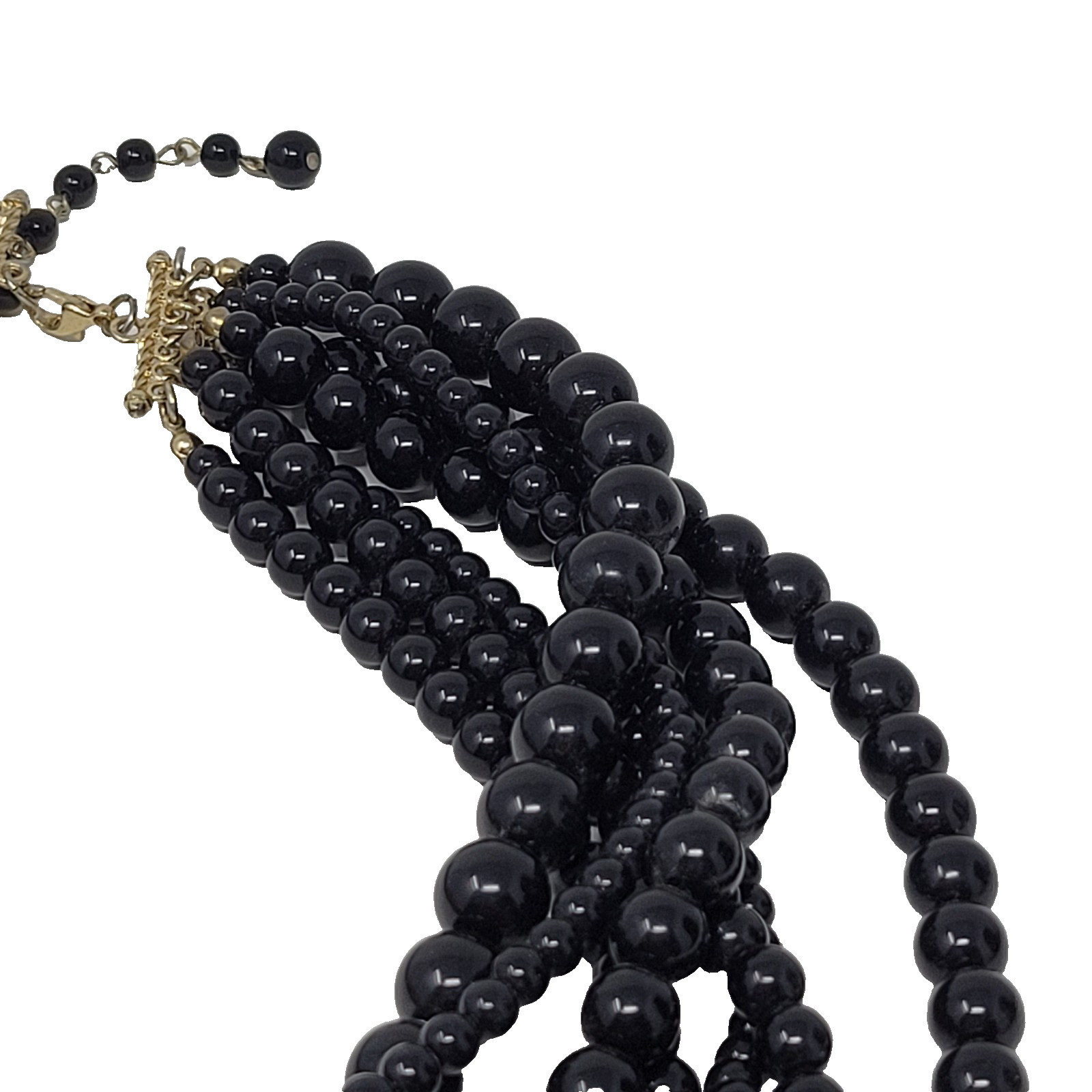 Statement Multi Layer Black Beaded Necklace 6 Str… - image 4