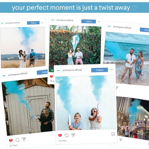 Gender Reveal Konfettikanone - 2er Pack - biologisch abbaubar blau Gender Reveal Smoke - Bild 6 von 8