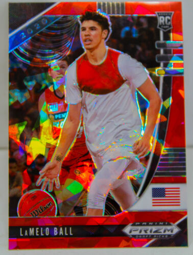 Carte recrue LaMelo Ball RC 2020-21 rouge fissurée glace Prizm Draft Picks #43 Hornets - Photo 1/8