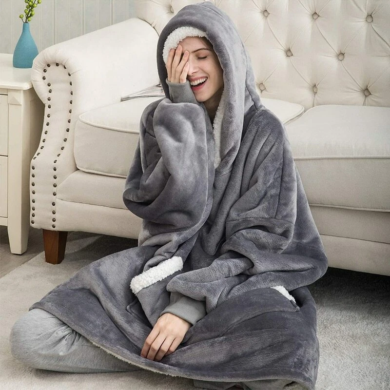 Blanket Soft Hoodie Sweatshirt Oversized Warm Plush Sherpa Big Fleece Giant  | eBay