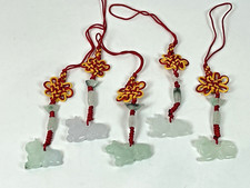 5PC Lot Hand Carved Natural Jade Chinese Zodiac Dog Pendant CellPhone Car Charm