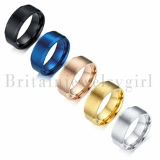 5PCS Stainless Steel Polished Ring Band Men Women Wedding Engagement Size 6-13