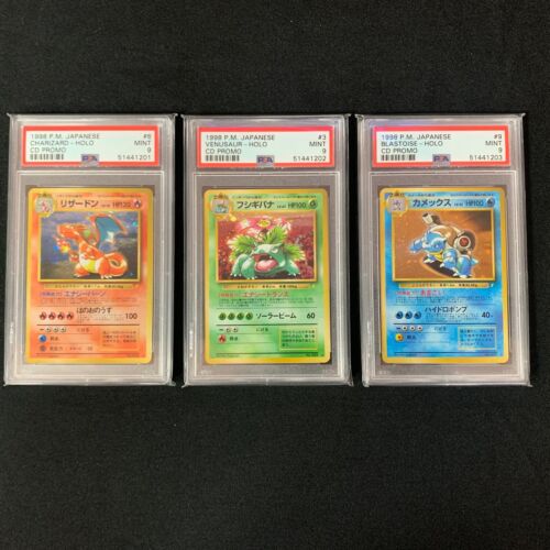 1998 Japanese CD Promo Venusaur, Charizard, Blastoise Holo PSA 9 Sequence Order