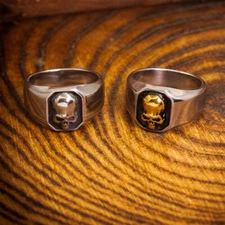 NIGHT WORKS Dark Skeleton Smooth dots gold Button Ring Middle Finger Rock Punk