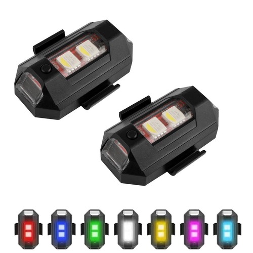7 Colors LED Warning Light Motorcycle Car Flash Signal Drone Strobe Light USB - Foto 13 di 14