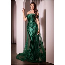 Satin Mermaid 3D Flowers One Shoulder Evening Dresses Backless Formal Prom Gowns