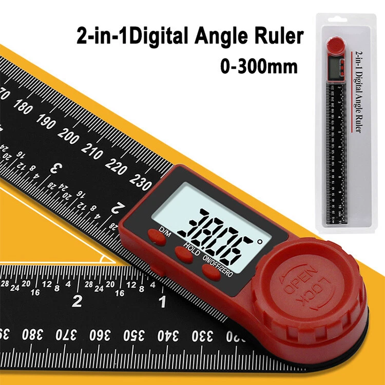 2in1 200MM 300MM Folding Digital LCD Angle Finder Ruler 360 Protractor Gauge TU