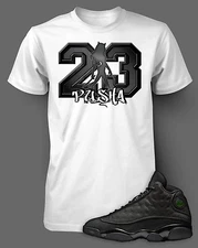 Black Cat Pusha Graphic Sneaker Tee Shirt Match J13 BLACK CAT Pro Club Shaka T