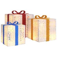 Beleuchtete Geschenkboxen LED Weihnachten Weihnachtsdeko 3 Stk. Warmweiß vidaXL