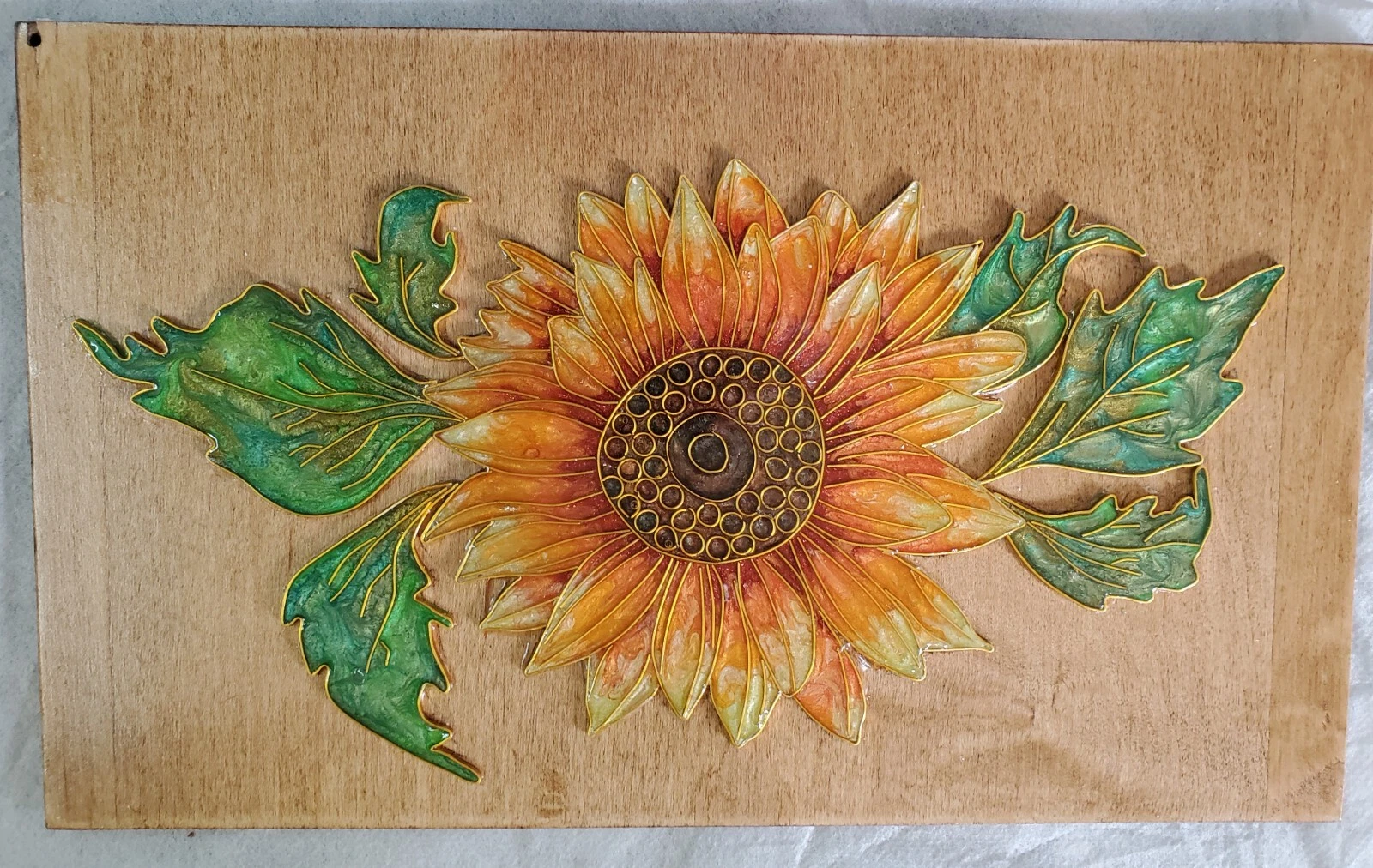 Homemade Corner Bread Box | Cloisonne Inspired Marigold Art Work