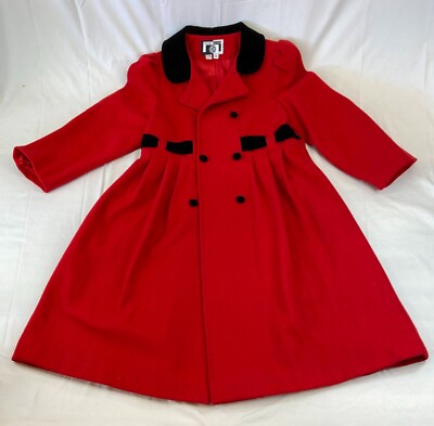 Womens 12 Dress Coat Young Gallery Red Black Collared Button Belt Design  Details | eBay