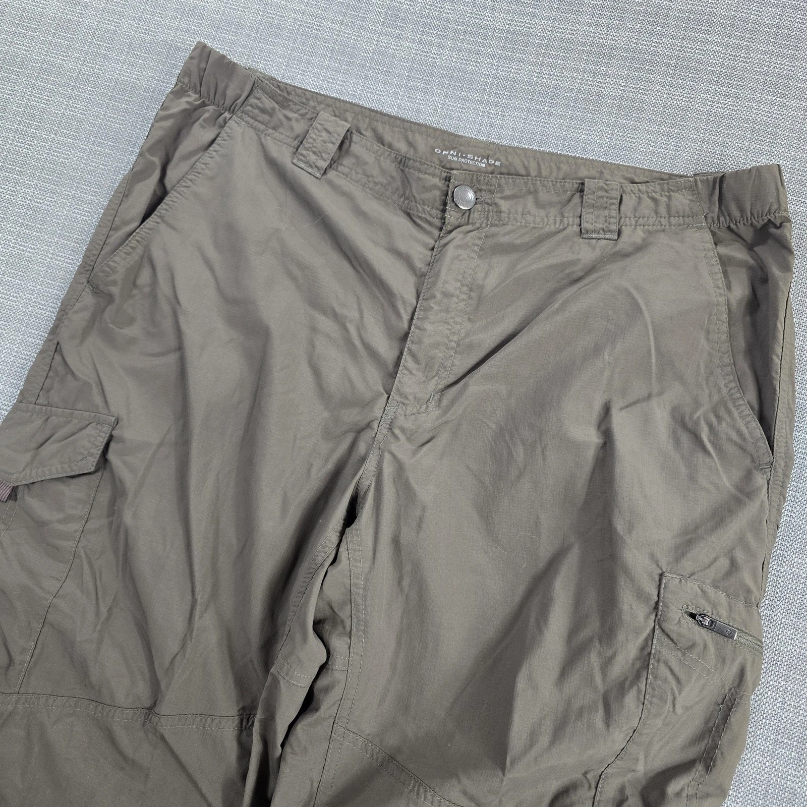 Columbia Pants Mens 38x31 Brown Omni Shade Nylon Hiking Cargo Outdoor AM8007