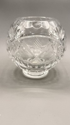 Polish Cut Crystal Golf Ball Bowl with Etched Clubs