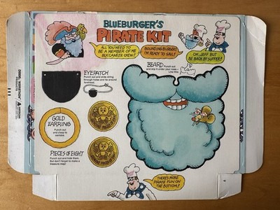 Vintage  Fun Meal Box From BURGER CHEF Pirate Ship Fast food Packaging 1970s