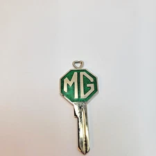 Vintage MG Key Blank FS Type Green Enamel Octagon Logo Classic British Car NOS