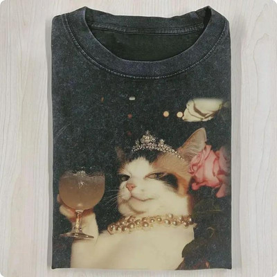 Unisex Meme Cringe Funny Dumb Shirt, Retro Elengant Cat Funny Vintage Graphic