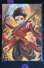 ACEO OOAK ORIGINAL 1/1 HAND-DRAWN UV SKETCH Sun Wukong Red Boy signed by artist!