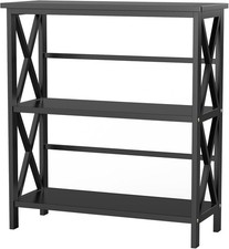 3-Tier Open Wooden Bookshelf Short Book Shelf Sturdy Wood Frame Shelf Organizer