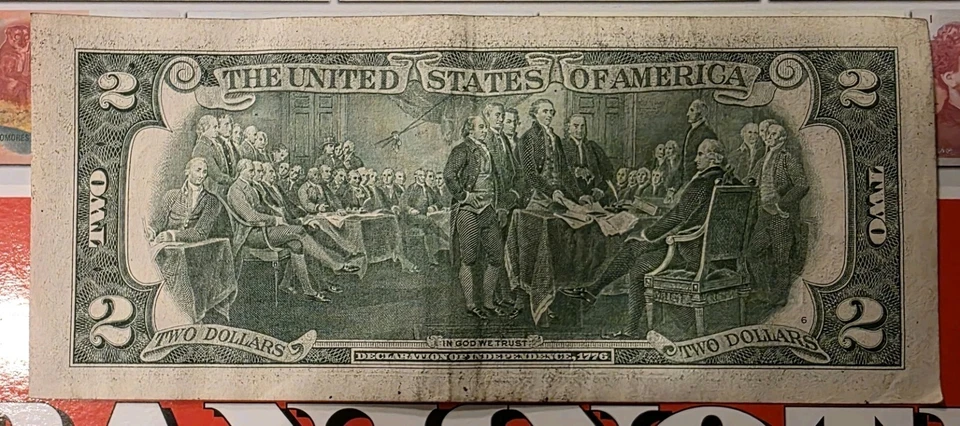 circulated $2 Bill with Rare 777 # Serial L37775497A - Image 2 of 2