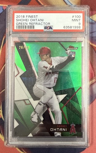 2018 Topps Finest Green Refractor #100 Shohei Ohtani RC Rookie /99 PSA 9