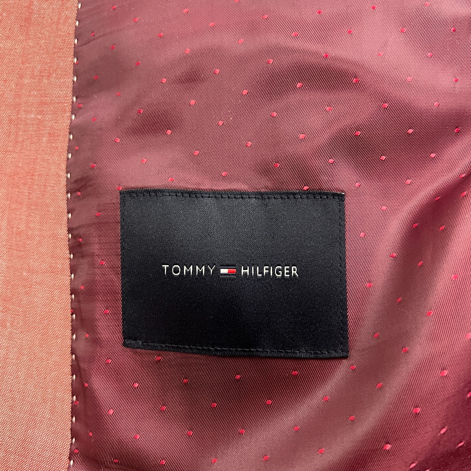 Tommy Hilfiger Pink Blazer Mens 46R Suit Jacket Cotton Salmon Sport Coat Red thumbnail 5