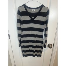 Old Navy Womens Sweater Dress Striped Grey Black XS