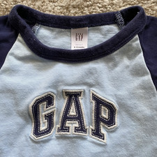 Baby Gap Logo Boys Bodysuit 6-12M Embroidered Blue Snaps Y2K Vintage