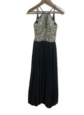 My Michelle Black Formal Gown Size 1 Silver Embellished Prom Evening Dress