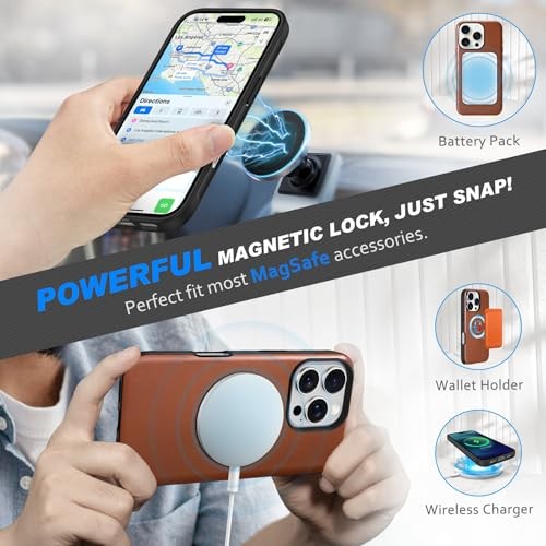 Hülle 6,9", Echt Leder 2 in 1 Wallet für iPhone 16 Pro Max Retro Braun - Bild 5 von 7