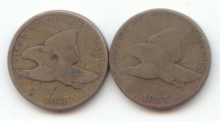 2 Flying Eagle Cent Both VG 1857 1858 True Auction No Reserve