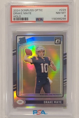 2024 Panini Donruss Optic - Rated Rookie Drake Maye #229 Holo Prizm (RC) PSA 8