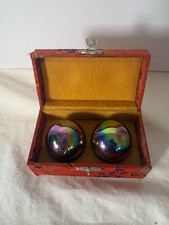 Vintage Chinese Baoding Stress Relief Meditation Balls with Chimes In Box Rare