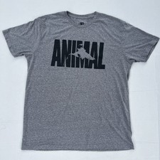 Camiseta de Colección Animal Pak "Built Not Born" Para Hombre Y2K Gris XL Suave Culturismo