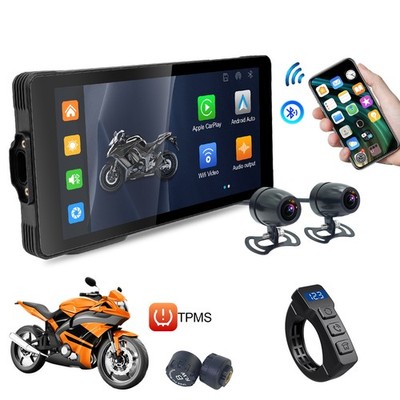 5.5'' Wireless CarPlay Android Auto Motor Navigation Motorcycle GPS Dual Cam/TPMS