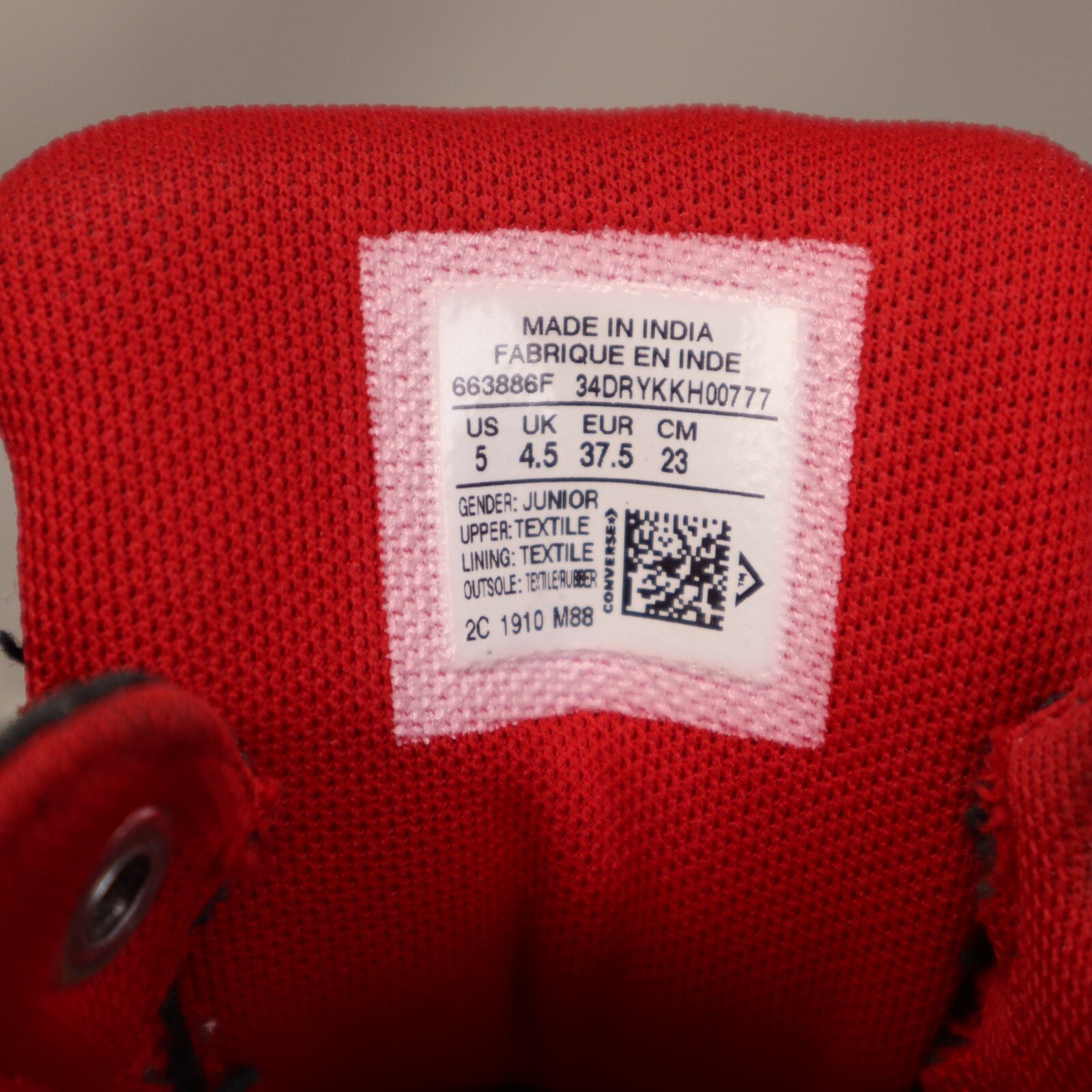 Converse Chuck Taylor All Star High Street Youth Size 5 Shoes Black Red Hi Top thumbnail 4