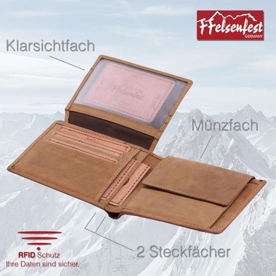 Geldbörse FFelsenfest mit Motiv Gitarre I RFID-Schutz I ca.12 5x10x2 5cm Deko